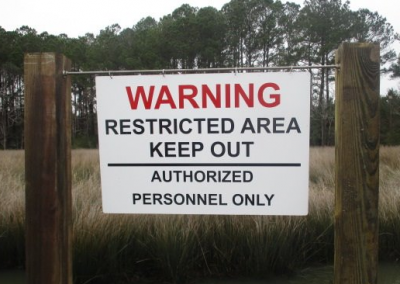 Joint Base Charleston Waterway Security Signage